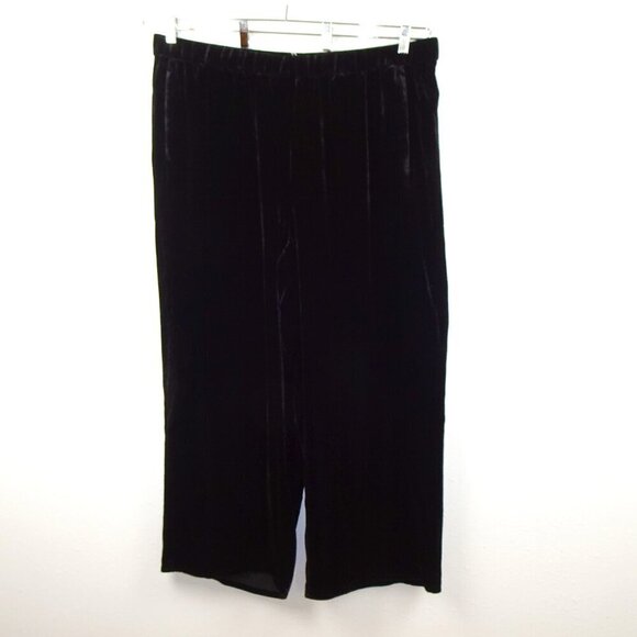 Eileen Fisher Velvet Ankle Pants Women's Plus Size 2X Black Wide Leg Silk Blend - Picture 1 of 9